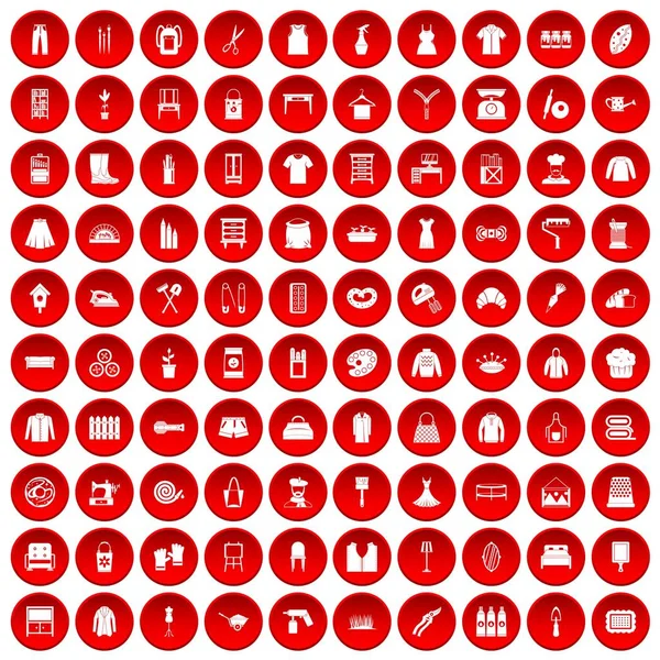 kırmızı 100 iğne işi Icons set