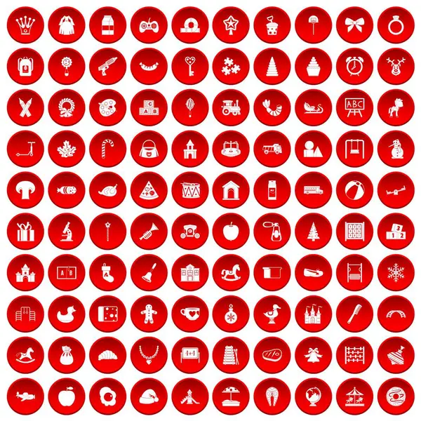 kırmızı 100 anaokulu Icons set