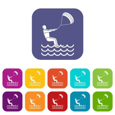adam rol kitesurfing Icons set alır.