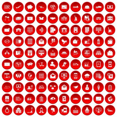 kırmızı 100 posta servisi Icons set