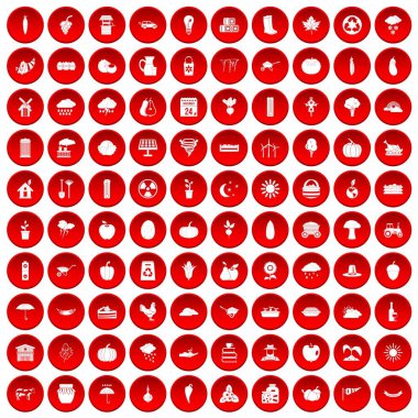 kırmızı 100 kabak Icons set