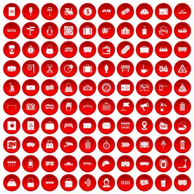 kırmızı 100 demiryolu Icons set