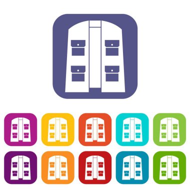 Avcı yeleği Icons set