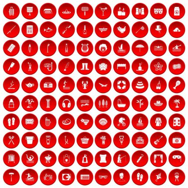 kırmızı 100 rekreasyon Icons set
