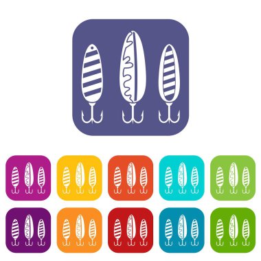 Plastik balıkçılık cazibesine Icons set