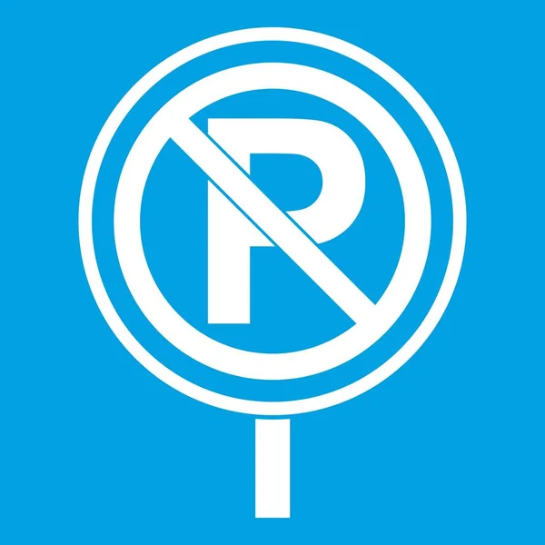 Pas d'icône de panneau de stationnement blanc — Image vectorielle