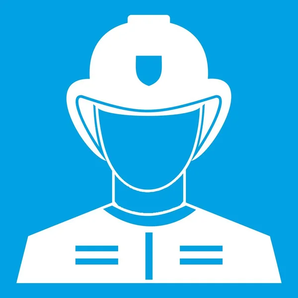 Icono Bombero Blanco Aislado Sobre Fondo Azul Vector Ilustración — Vector de stock