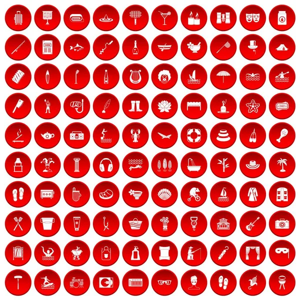 kırmızı 100 rekreasyon Icons set