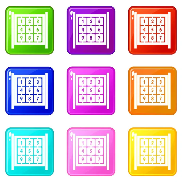 Кубики с номерами на игровой площадке 9 — стоковый вектор