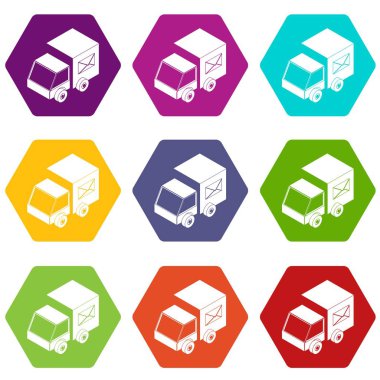 9 vektör kamyon teslim Icons set