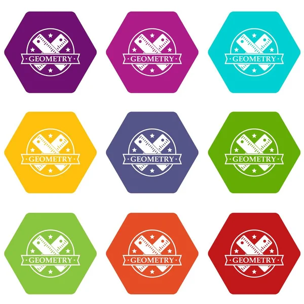 Conjunto de iconos de geometría 9 vector — Vector de stock