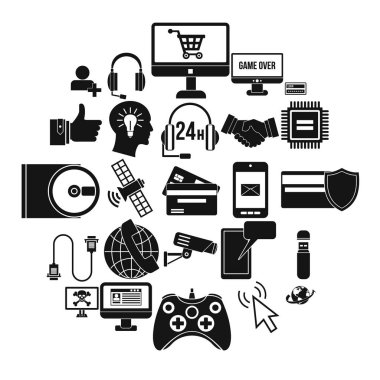 Kulaklık Icons set, basit tarzı