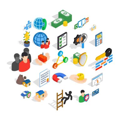 Simgeler iletişim ayarla, izometrik stili