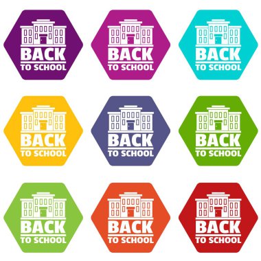 Geri okula 9 vector Icons set