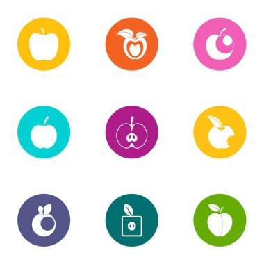 Elma püresi Icons set, düz stil