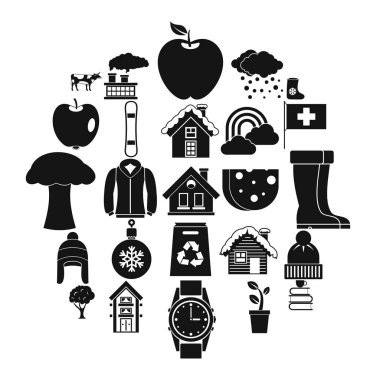 Ülke evi Icons set, basit tarzı