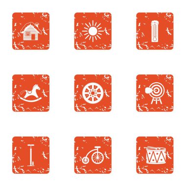 Konut Icons set, grunge tarzı bina