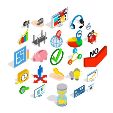 Benzersiz bir fikir Icons set, izometrik stili