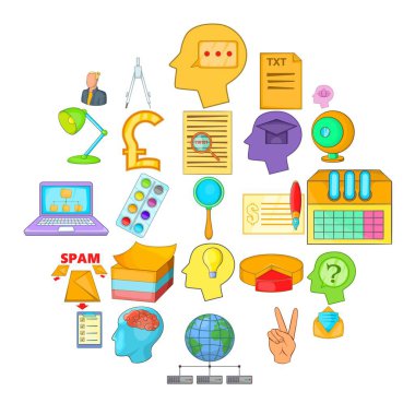 Yaratıcı pazarlama Icons set, karikatür tarzı