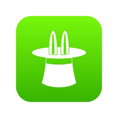 Tavşan kulağı üst sihirli şapka simgesi dijital yeşilden görünen