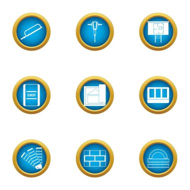 Yapı Icons set, düz stil