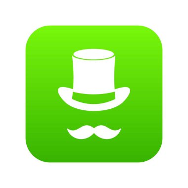 Sihirli siyah şapka ve bıyık simgesi dijital yeşil