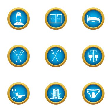 Uyuşturucu ilaç Icons set, düz stil