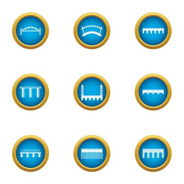 Feribot Icons set, düz stil