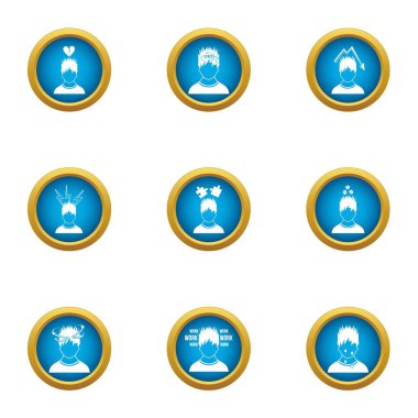 Zor hayat Icons set, düz stil