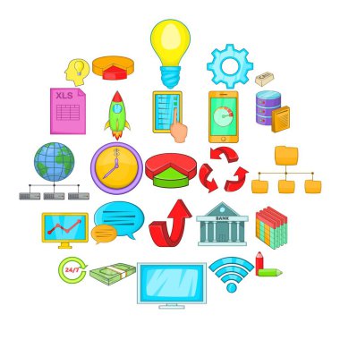 Uzak sunucu Icons set, karikatür tarzı