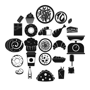Sokak gıda Icons set, basit tarzı