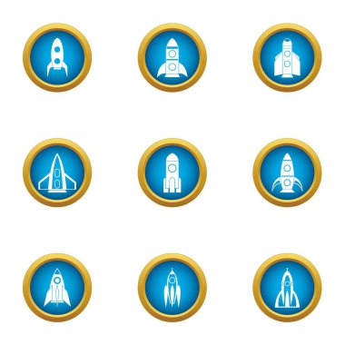 Çocuklar roket simgeler ayarla, stil düz