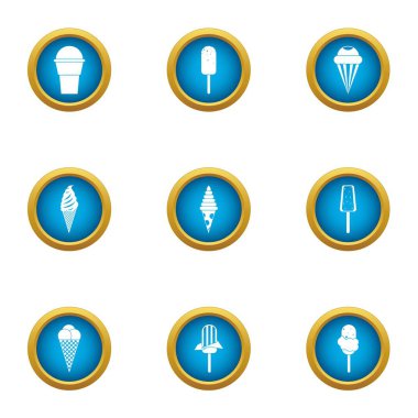 Plombir simgeler kümesi. Düz beyaz arka plan üzerinde izole web için 9 plombir vektör simge kümesi