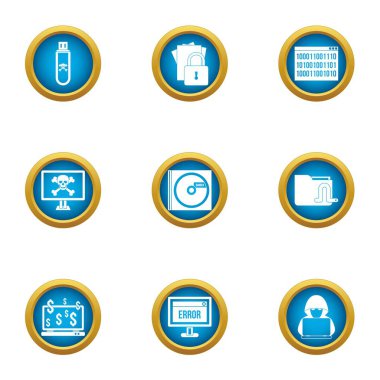 Online hata Icons set, düz stil