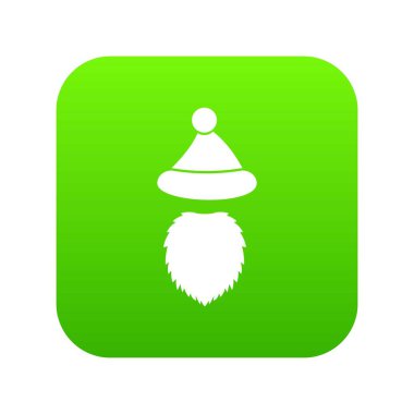 Santa Claus şapka ve sakal simgesi dijital yeşil