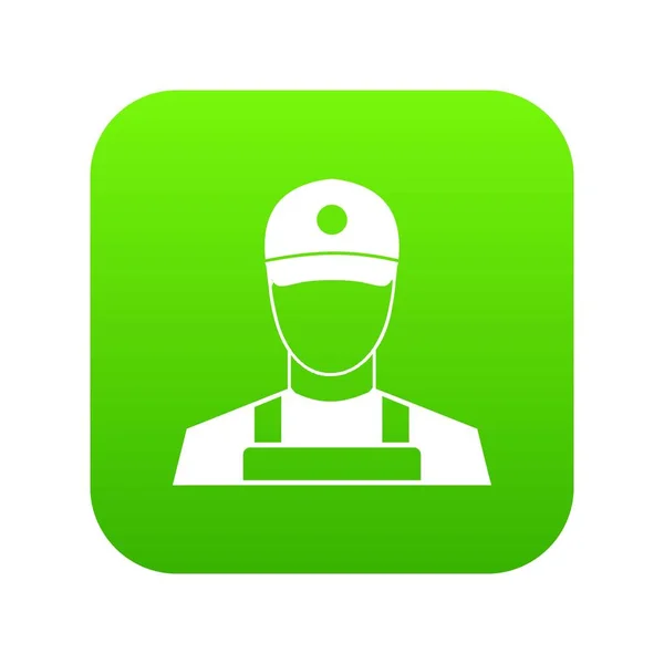 Muž v čepici a jednotné ikona digitálního zelená — Stockový vektor