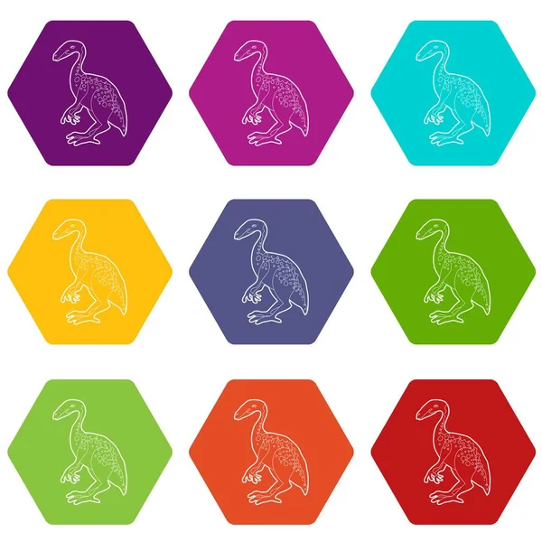 Joven dinosaurio iconos conjunto 9 vector — Vector de stock
