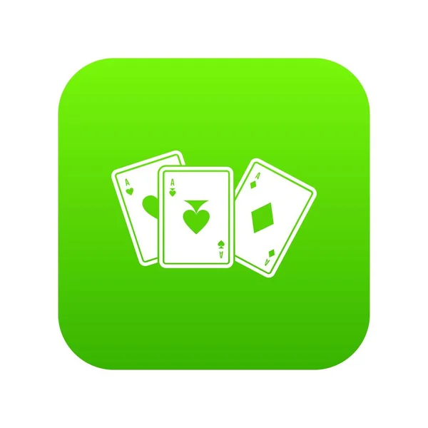 Jugar a las cartas icono digital verde — Vector de stock