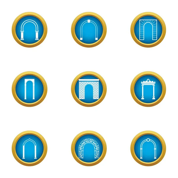 Kemer geçit Icons set, düz stil