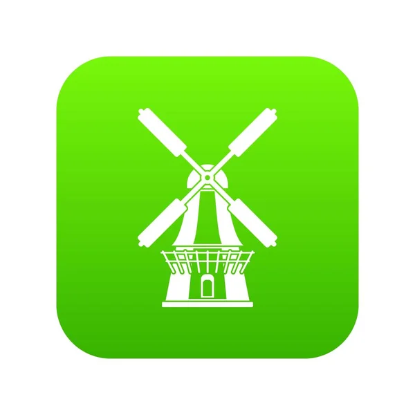 Windmill ikonen gröna vektor — Stock vektor