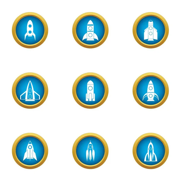 Çocuklar roket simgeler ayarla, stil düz