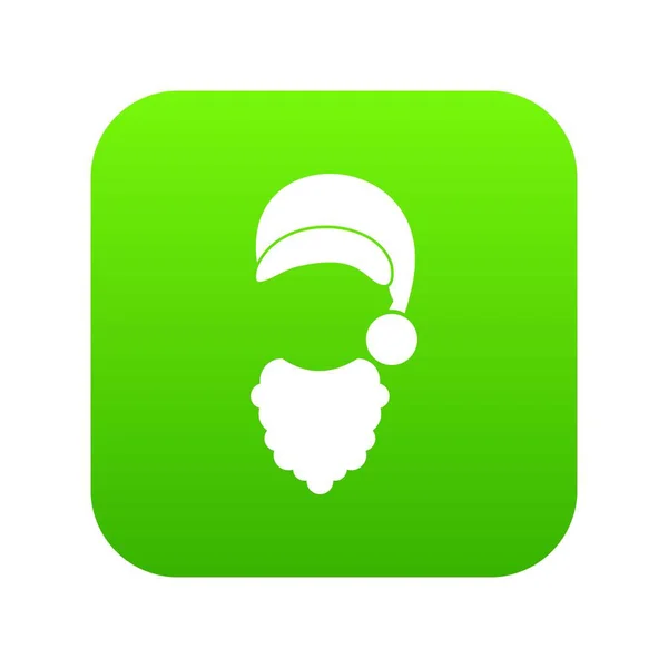 Czapka z daszkiem z pompon Santa Claus i broda ikona zielony cyfrowy — Wektor stockowy