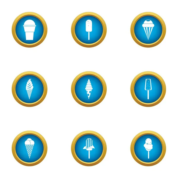 Plombir simgeler kümesi. Düz beyaz arka plan üzerinde izole web için 9 plombir vektör simge kümesi