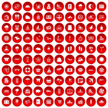 kırmızı 100 seaside resort Icons set