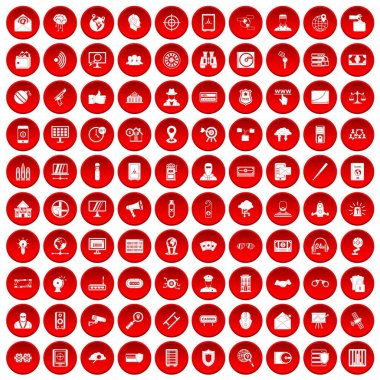 kırmızı 100 güvenlik Icons set