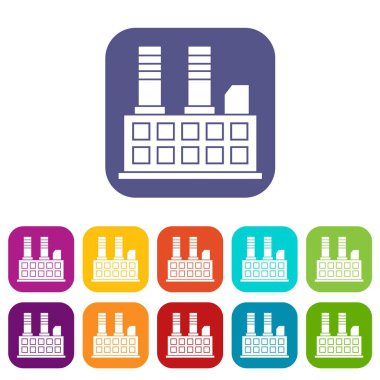 Fabrika Binası Icons set