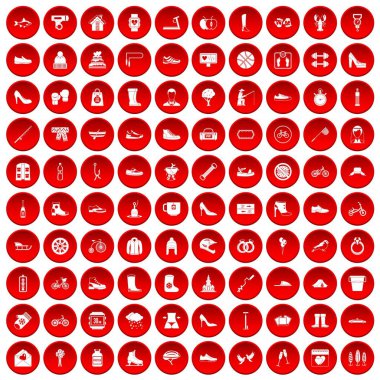 kırmızı 100 Ayakkabı Icons set