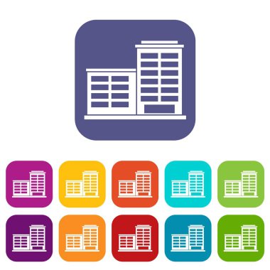 Üretim fabrika binası simgeler ayarla