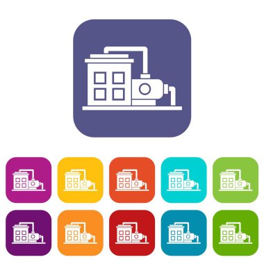 Fabrika Binası Icons set