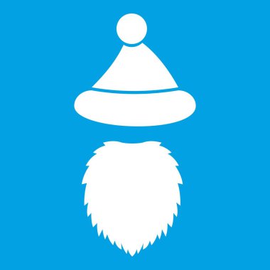 Santa Claus şapka ve sakal simgesi beyaz